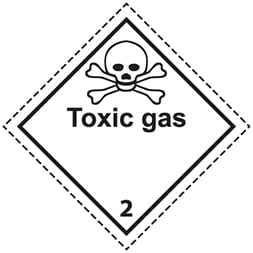 Etiquette de danger 10×10 cm, classe 2.3, gaz toxique + texte TOXIC GAS