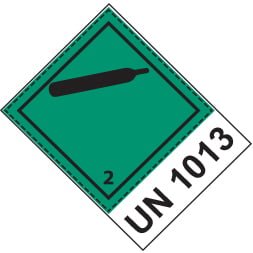 Etiquette de danger 10×10 cm en rouleau, classe 2.2 avec code UN