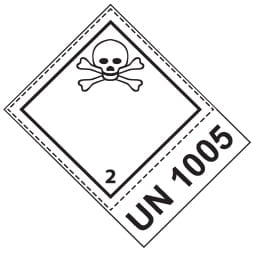 Etiquette de danger 10×10 cm, classe 2.3, gaz toxique + CODE UN