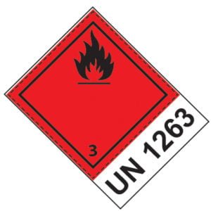 Etiquette de danger 10×10 cm en rouleau, classe 3, + code UN/ONU
