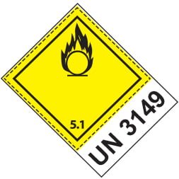 Etiquette de danger 10×13,3 cm à plat, classe 5.1 avec texte OXIDIZER