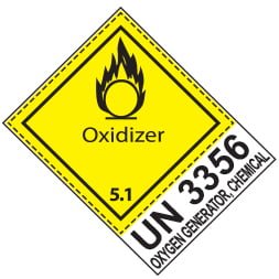 Etiquette de danger 10×13,3 cm à plat, classe 5.1 avec texte OXIDIZER