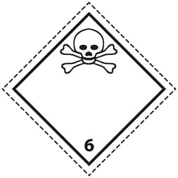 Etiquette de danger 10×10 cm à plat, classe 6.1 Matières toxiques