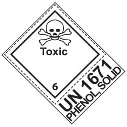 Etiquette de danger 10×10 cm en rouleau, classe 6.1 avec code ONU / désignation officielle de transport + texte TOXIC