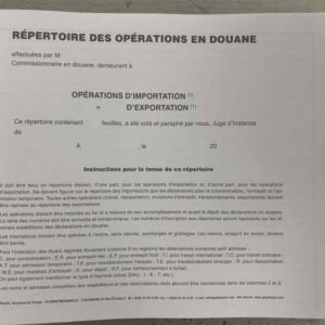 Répertoire des opérations en douane