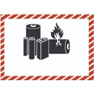 Étiquette de danger Piles et batteries au lithium / sodium 7,4×10,5 cm VINYLE