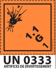 Etiquette de danger classe 1 avec code ONU