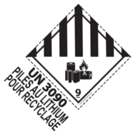 Etiquette de danger 9A UN3090 recyclage